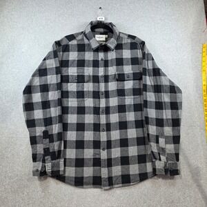 Goodfellow & Co Mens XL Flannel Shirt Gray Black Buffalo Plaid Long Sleeve XL